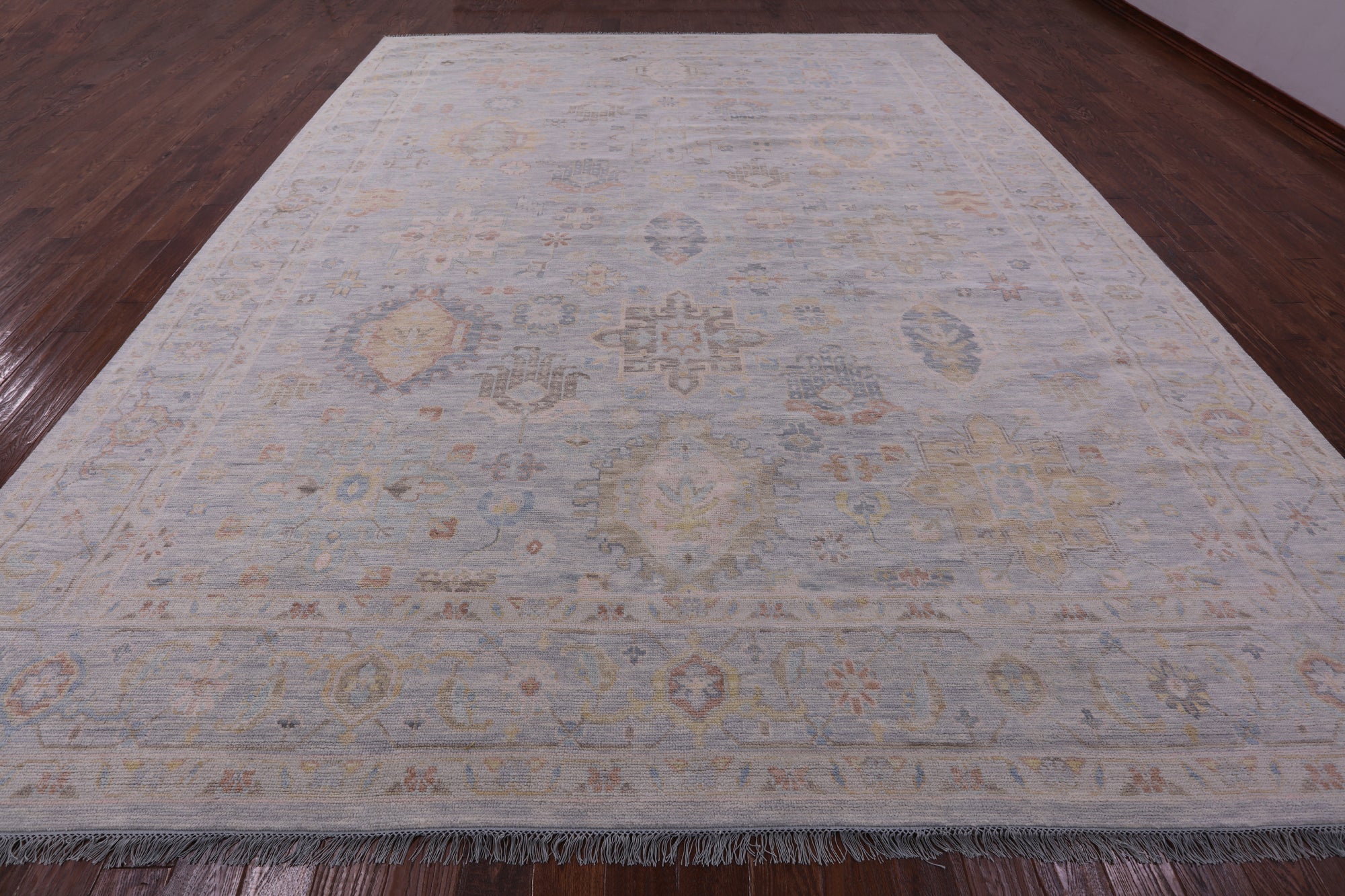 Grey Persian Fine Serapi Hand Knotted Wool Rug - 12' 0" X 14' 11" - Golden Nile