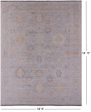 Grey Persian Fine Serapi Hand Knotted Wool Rug - 12' 0" X 14' 11" - Golden Nile
