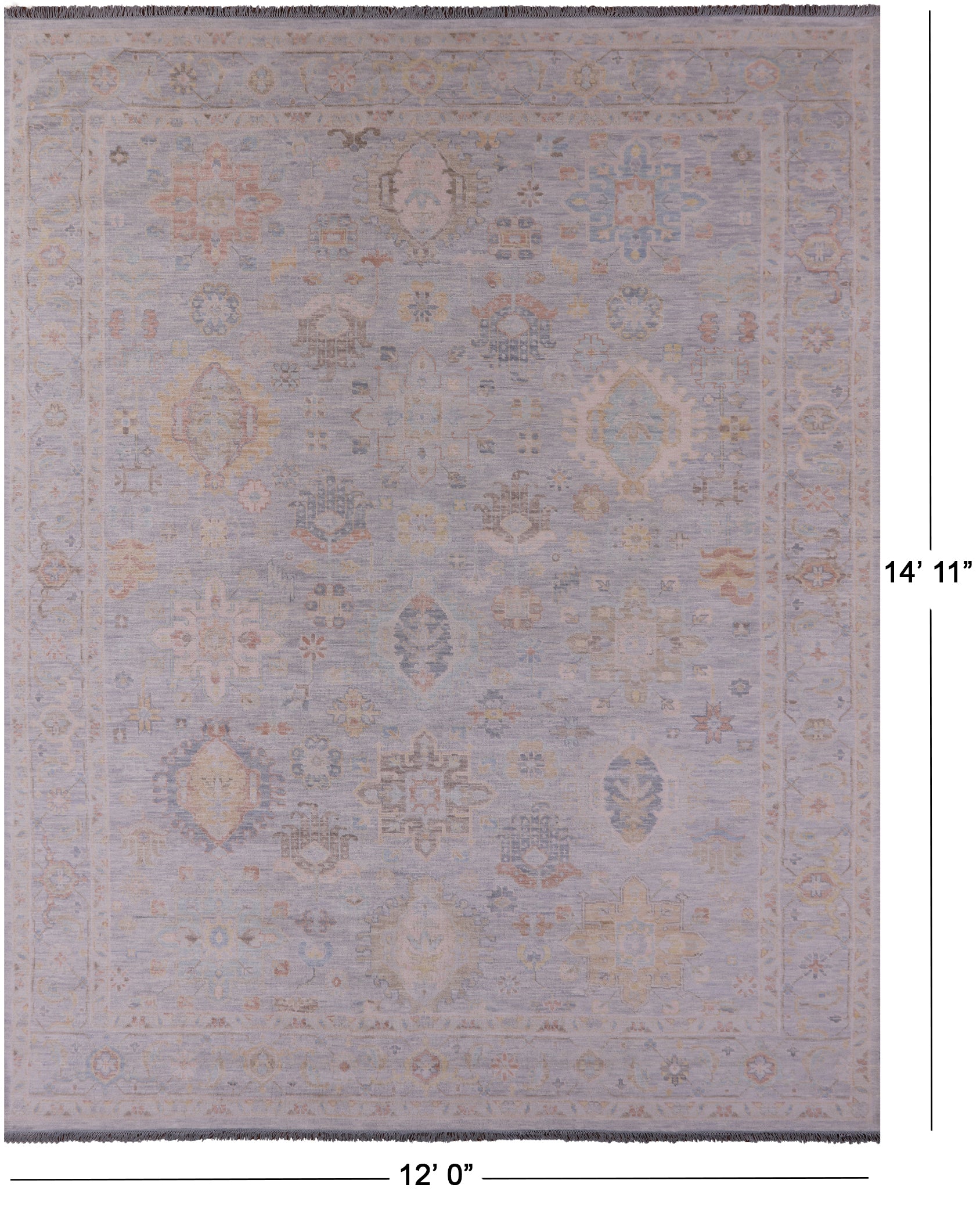 Grey Persian Fine Serapi Hand Knotted Wool Rug - 12' 0" X 14' 11" - Golden Nile
