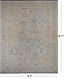 Grey Persian Fine Serapi Hand Knotted Wool Rug - 12' 0" X 14' 11"