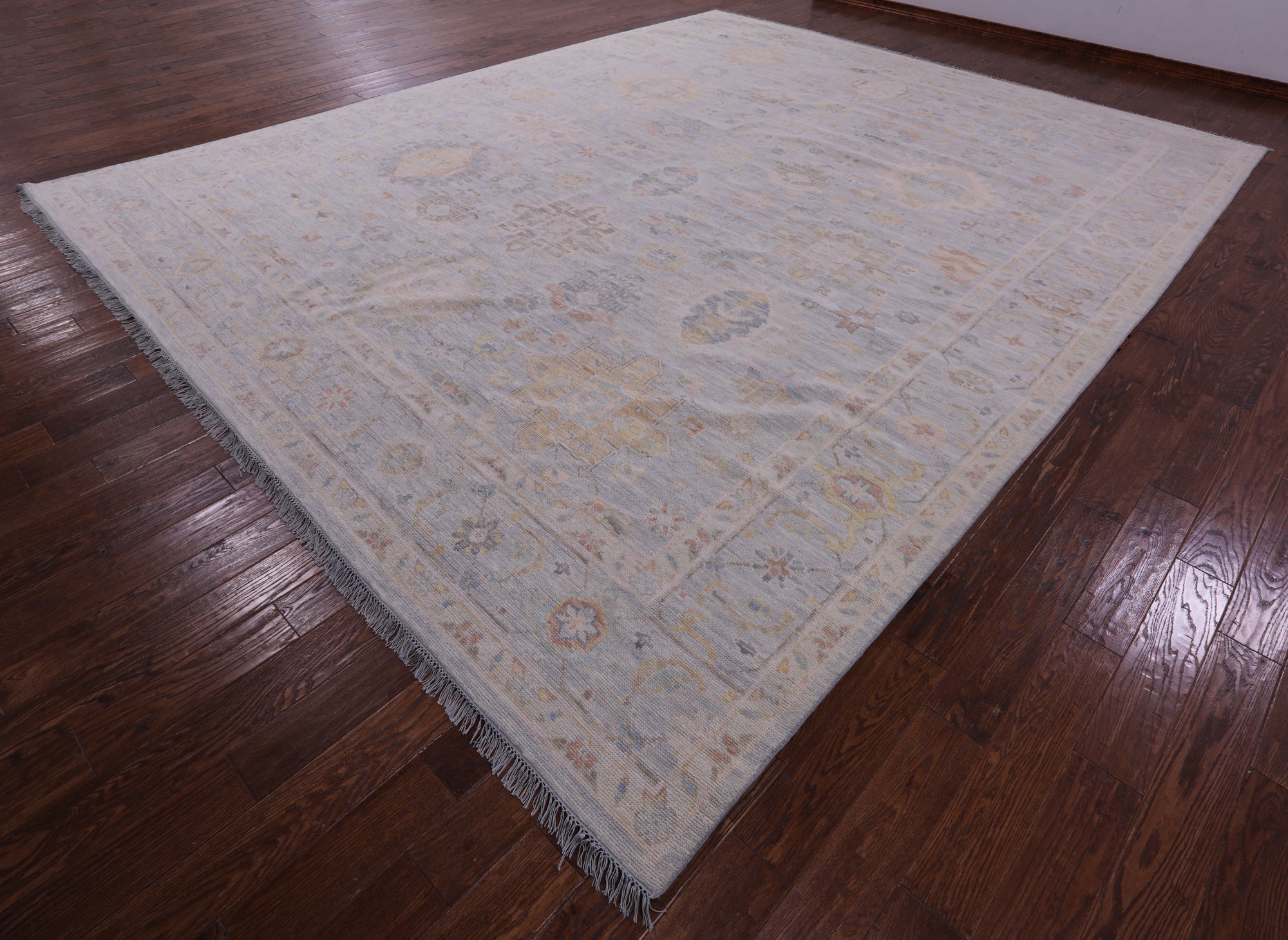 Grey Persian Fine Serapi Hand Knotted Wool Rug - 12' 0" X 14' 11" - Golden Nile