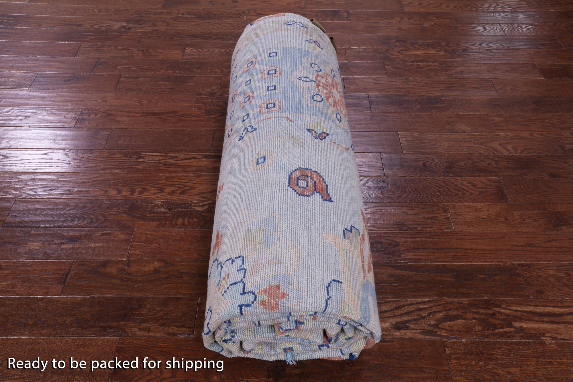 Light Blue Persian Heriz Serapi Handmade Wool Rug - 11' 11" X 14' 11" - Golden Nile