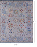 Light Blue Persian Heriz Serapi Handmade Wool Rug - 11' 11" X 14' 11" - Golden Nile