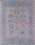 Light Blue Persian Heriz Serapi Handmade Wool Rug - 11' 11" X 14' 11" - Golden Nile