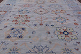 Light Blue Persian Heriz Serapi Handmade Wool Rug - 11' 11" X 14' 11" - Golden Nile
