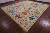 Gold Turkish Oushak Hand Knotted Wool Rug - 11' 10" X 13' 11" - Golden Nile