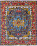 Grey Persian Heriz Serapi Hand Knotted Wool Rug - 8' 1" X 10' 1" - Golden Nile