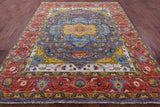Grey Persian Heriz Serapi Hand Knotted Wool Rug - 8' 1" X 10' 1" - Golden Nile