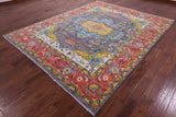 Grey Persian Heriz Serapi Hand Knotted Wool Rug - 8' 1" X 10' 1" - Golden Nile