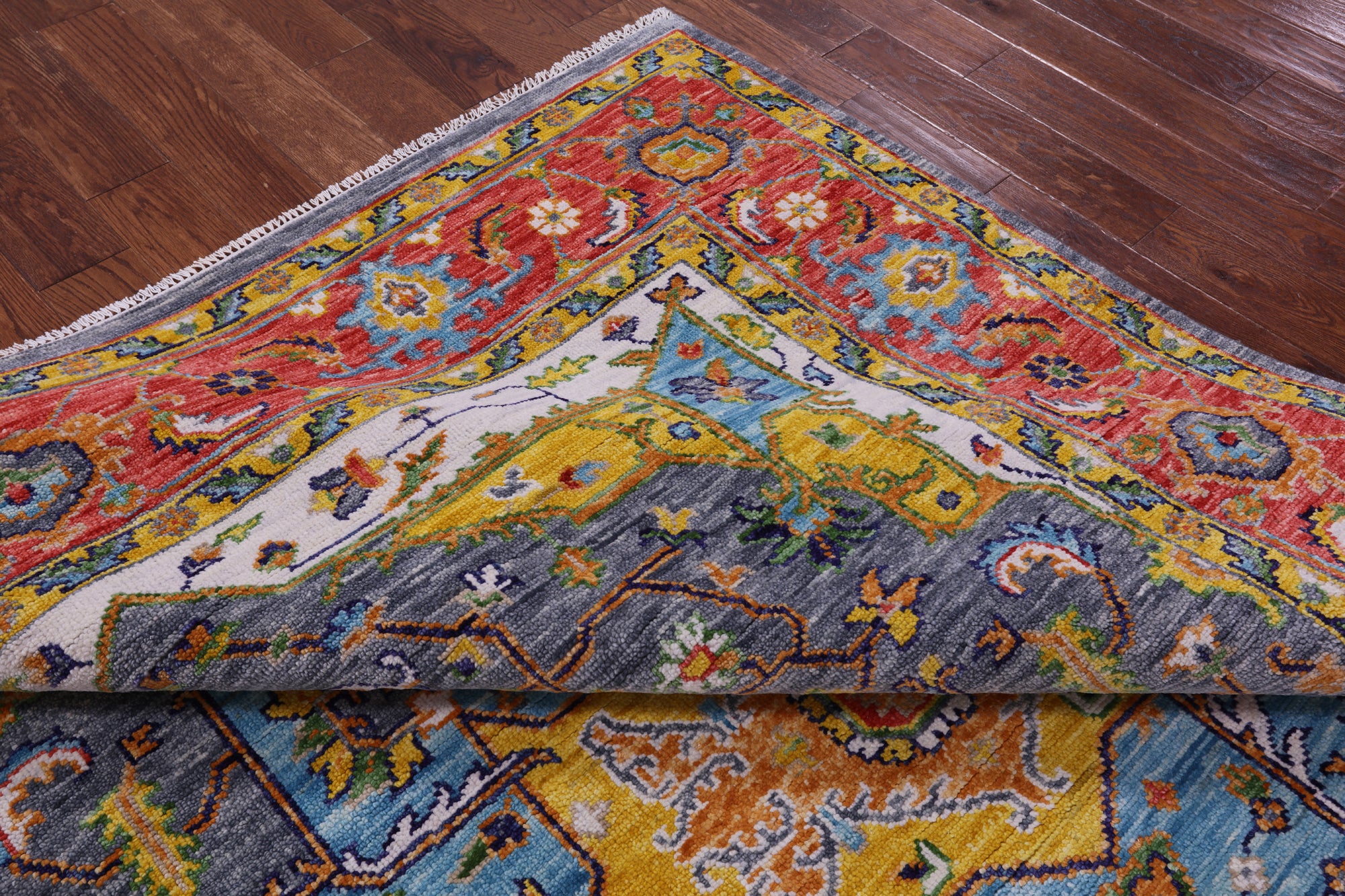 Grey Persian Heriz Serapi Hand Knotted Wool Rug - 8' 1" X 10' 1" - Golden Nile