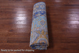 Blue Geometric Persian Heriz Serapi Handmade Wool Rug - 8' 1" X 10' 1" - Golden Nile