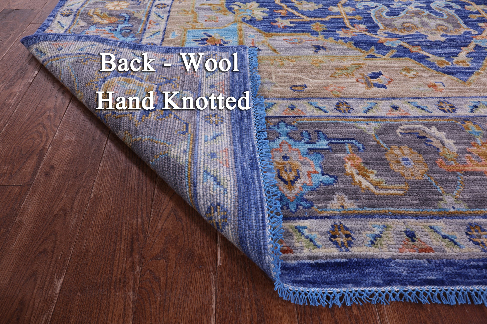 Blue Geometric Persian Heriz Serapi Handmade Wool Rug - 8' 1" X 10' 1" - Golden Nile