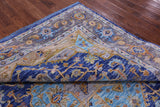 Blue Geometric Persian Heriz Serapi Handmade Wool Rug - 8' 1" X 10' 1" - Golden Nile