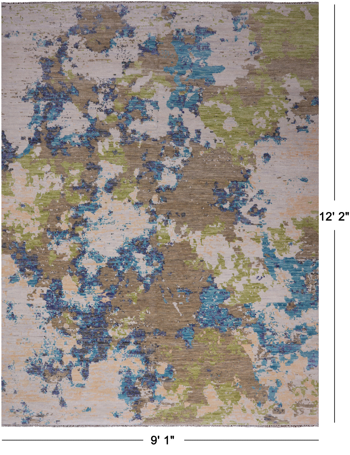 SUPER SALE Abstract Contemporary Hand Knotted Wool Rug - 9' 1" X 12' 2"