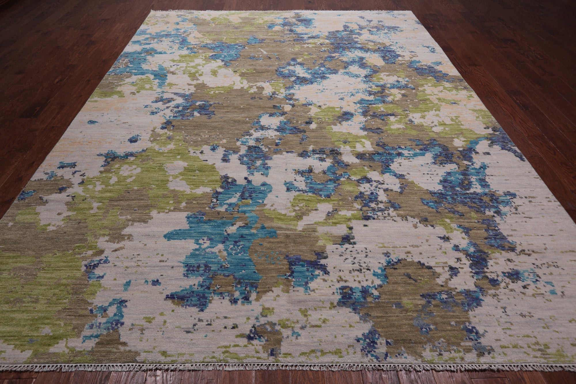SUPER SALE Abstract Contemporary Hand Knotted Wool Rug - 9' 1" X 12' 2"
