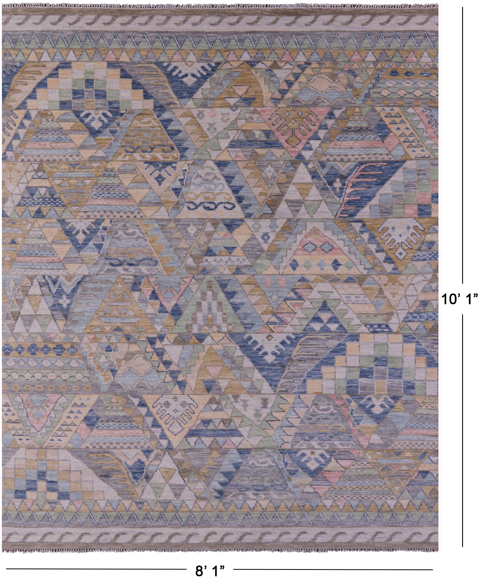 Tribal Moroccan Hand Knotted Wool Rug - 8' 1" X 10' 1" - Golden Nile