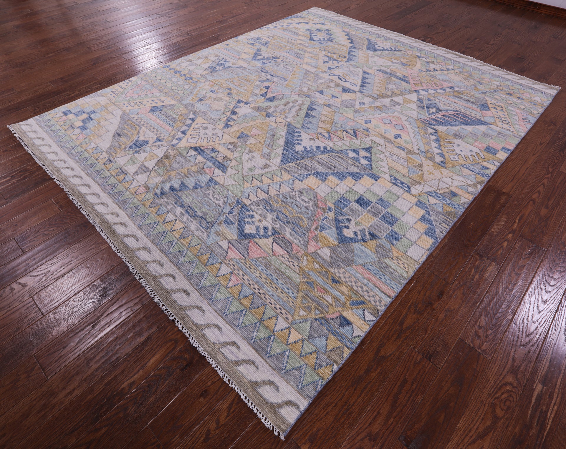 Tribal Moroccan Hand Knotted Wool Rug - 8' 1" X 10' 1" - Golden Nile