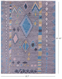 Grey Tribal Moroccan Hand Knotted Wool Rug - 9' 1" X 11' 11" - Golden Nile