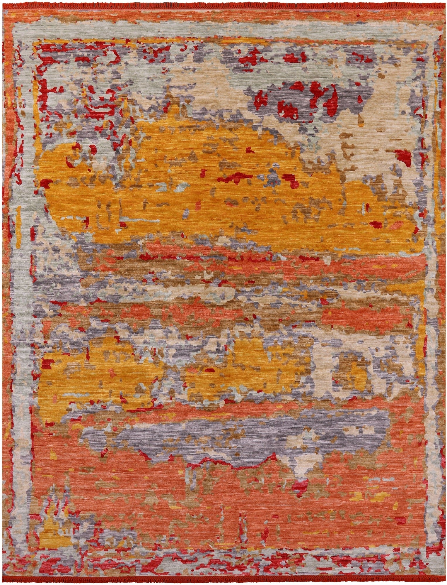 Abstract Contemporary Hand Knotted Wool Rug - 8' 0" X 9' 11" - Golden Nile