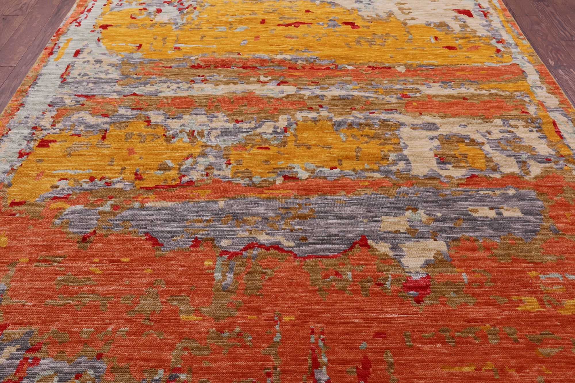 Abstract Contemporary Hand Knotted Wool Rug - 8' 0" X 9' 11" - Golden Nile