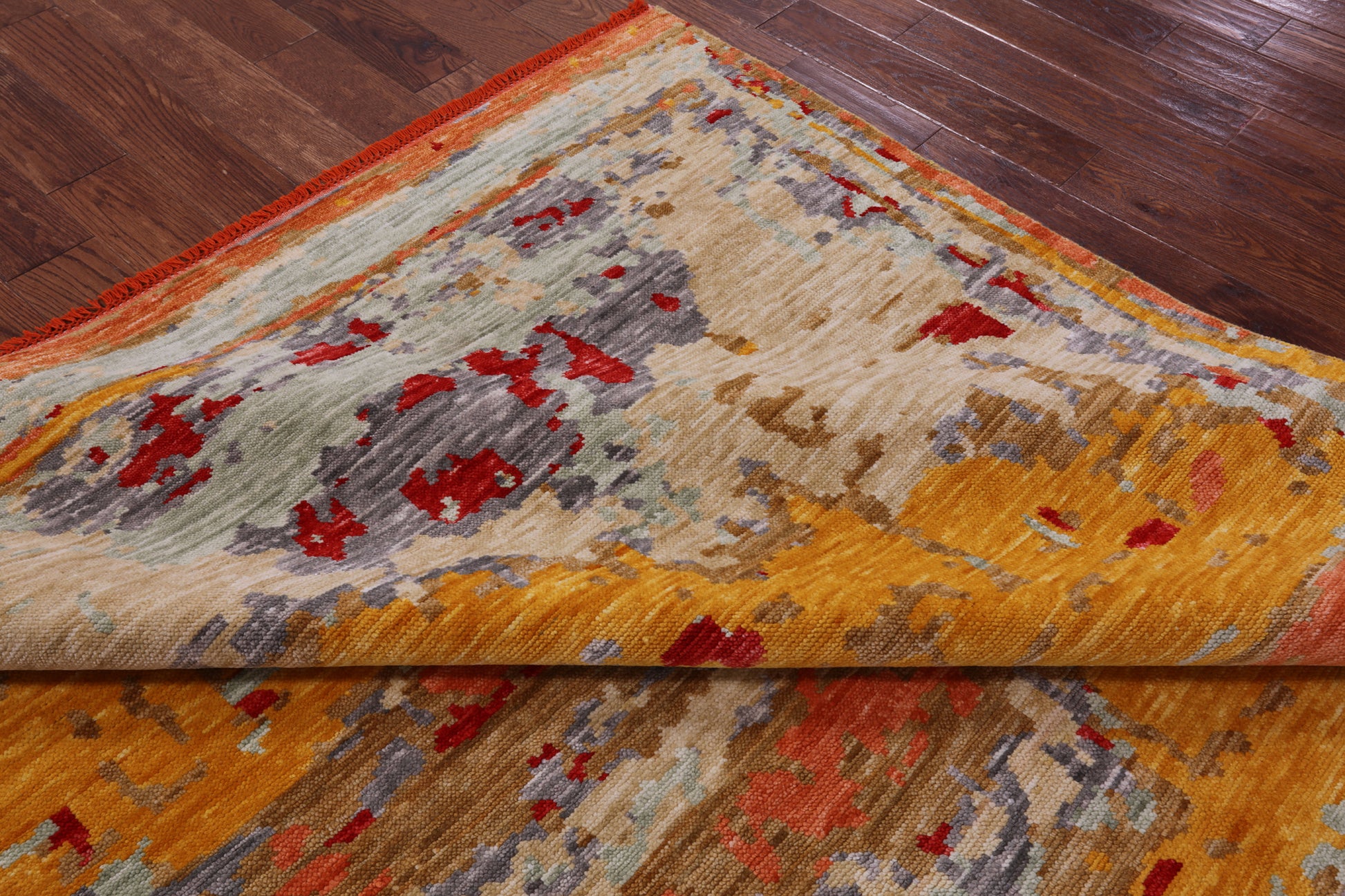 Abstract Contemporary Hand Knotted Wool Rug - 8' 0" X 9' 11" - Golden Nile