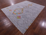 Grey Tribal Moroccan Hand Knotted Wool Rug - 9' 0" X 11' 11" - Golden Nile