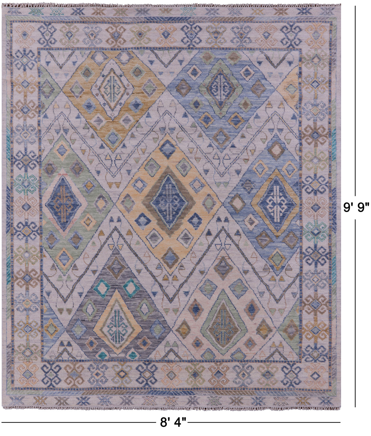 Grey Tribal Moroccan Handmade Wool Rug - 8' 4" X 9' 9" - Golden Nile