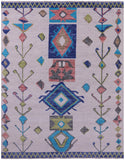 Ivory Tribal Moroccan Hand Knotted Wool Rug - 8' 0" X 10' 2" - Golden Nile