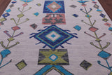 Ivory Tribal Moroccan Hand Knotted Wool Rug - 8' 0" X 10' 2" - Golden Nile