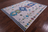 Ivory Tribal Moroccan Hand Knotted Wool Rug - 8' 0" X 10' 2" - Golden Nile