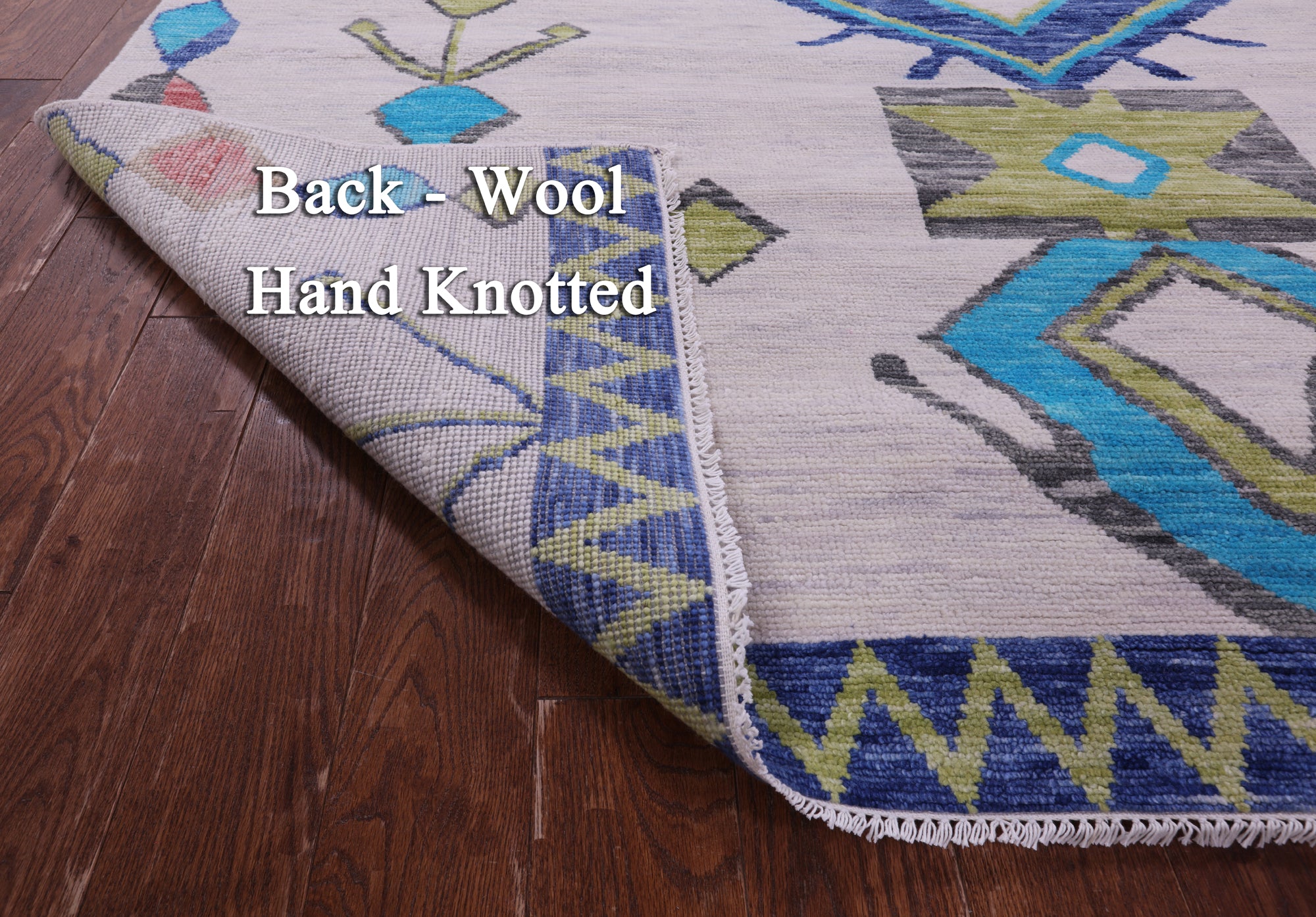 Ivory Tribal Moroccan Hand Knotted Wool Rug - 8' 0" X 10' 2" - Golden Nile