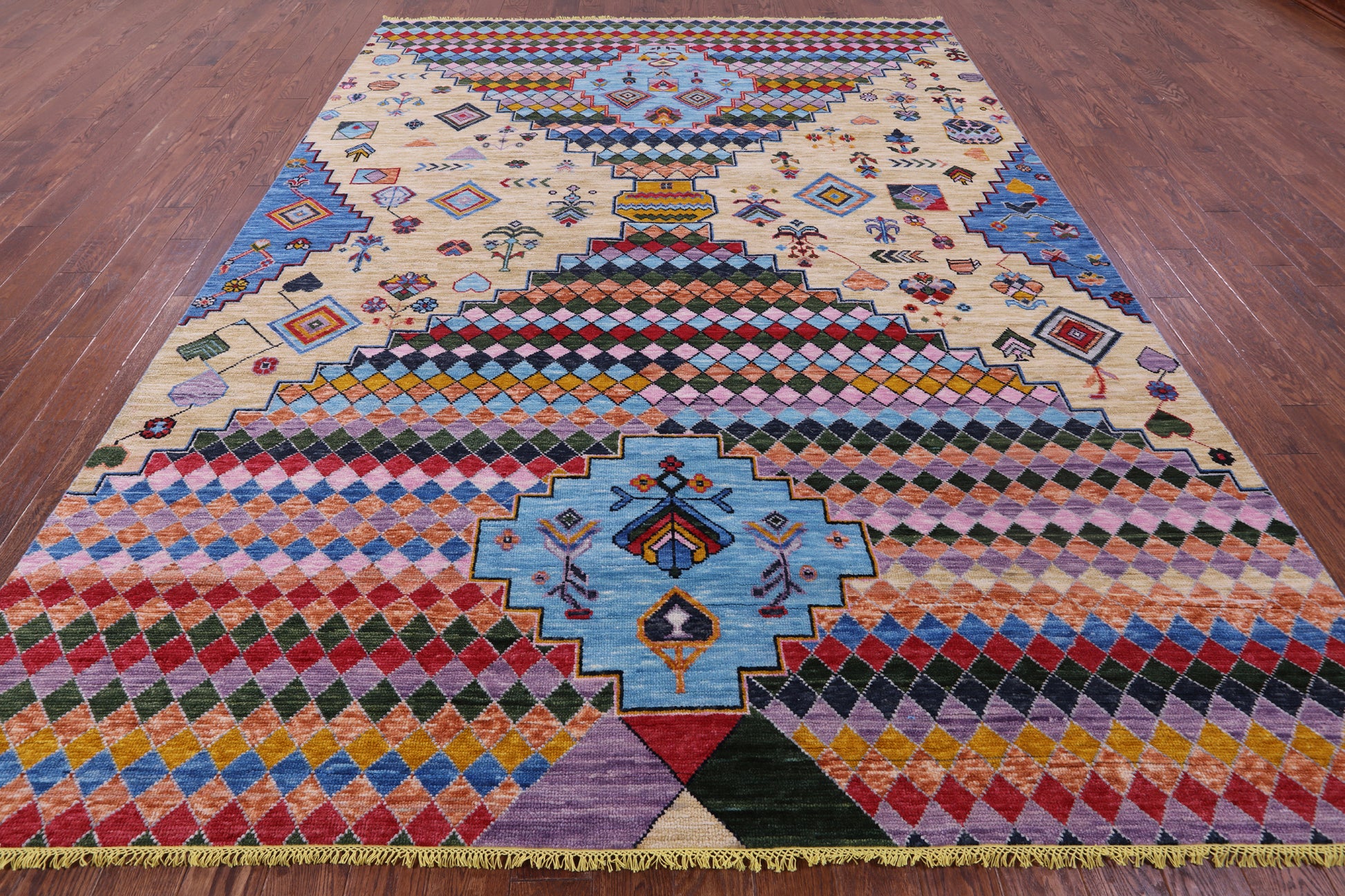 Tribal Moroccan Hand Knotted Wool Rug - 8' 10" X 11' 11" - Golden Nile