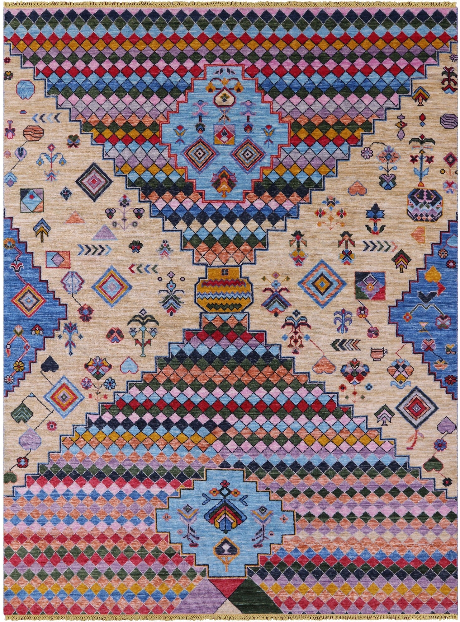 Tribal Moroccan Hand Knotted Wool Rug - 8' 10" X 11' 11" - Golden Nile