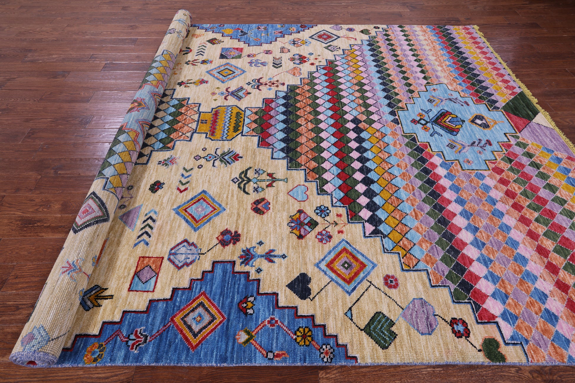 Tribal Moroccan Hand Knotted Wool Rug - 8' 10" X 11' 11" - Golden Nile