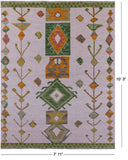 Ivory Tribal Moroccan Hand Knotted Wool Rug - 7' 11" X 10' 3" - Golden Nile