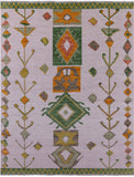 Ivory Tribal Moroccan Hand Knotted Wool Rug - 7' 11" X 10' 3" - Golden Nile