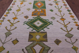Ivory Tribal Moroccan Hand Knotted Wool Rug - 7' 11" X 10' 3" - Golden Nile