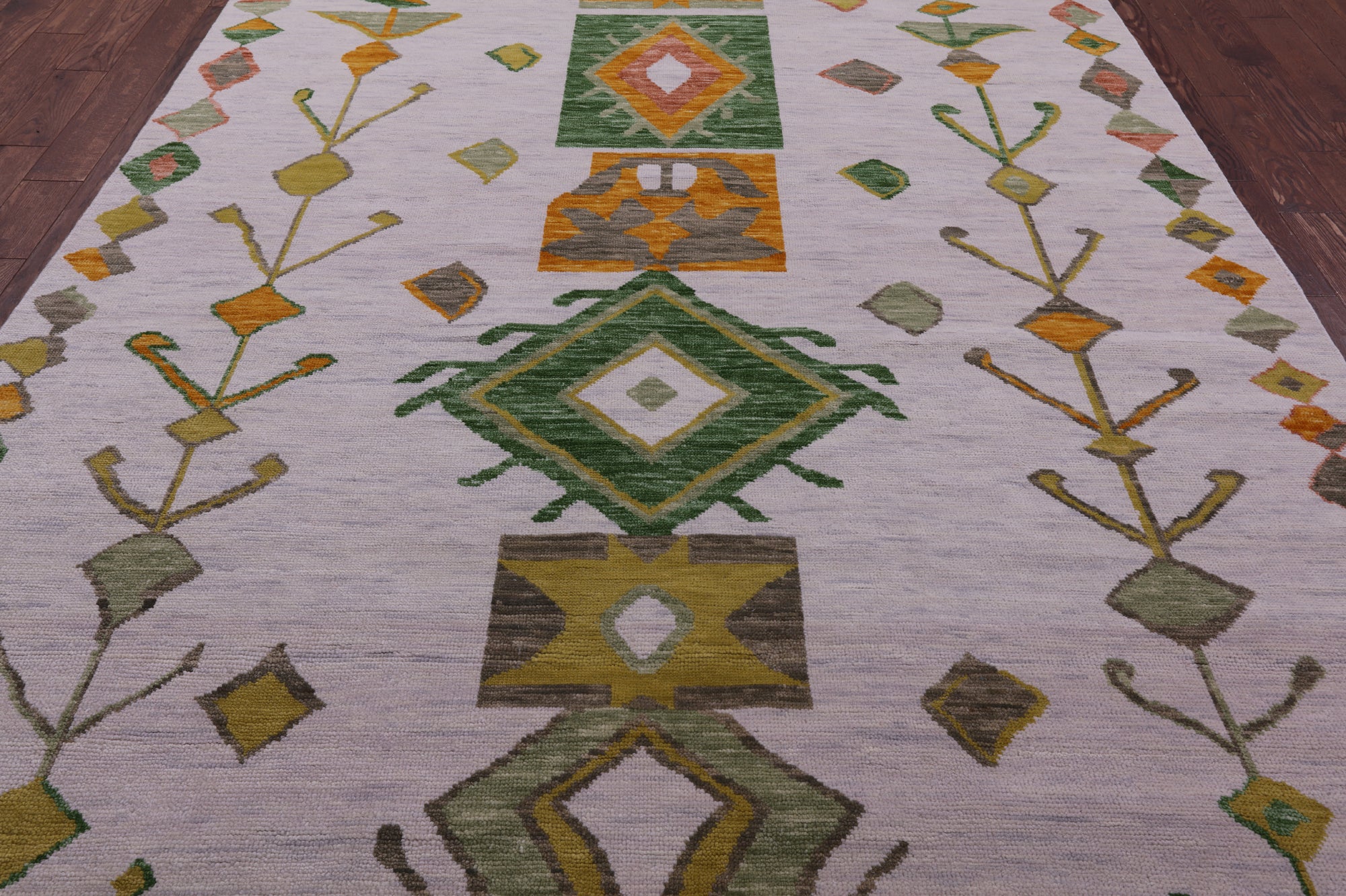 Ivory Tribal Moroccan Hand Knotted Wool Rug - 7' 11" X 10' 3" - Golden Nile