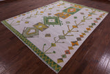 Ivory Tribal Moroccan Hand Knotted Wool Rug - 7' 11" X 10' 3" - Golden Nile