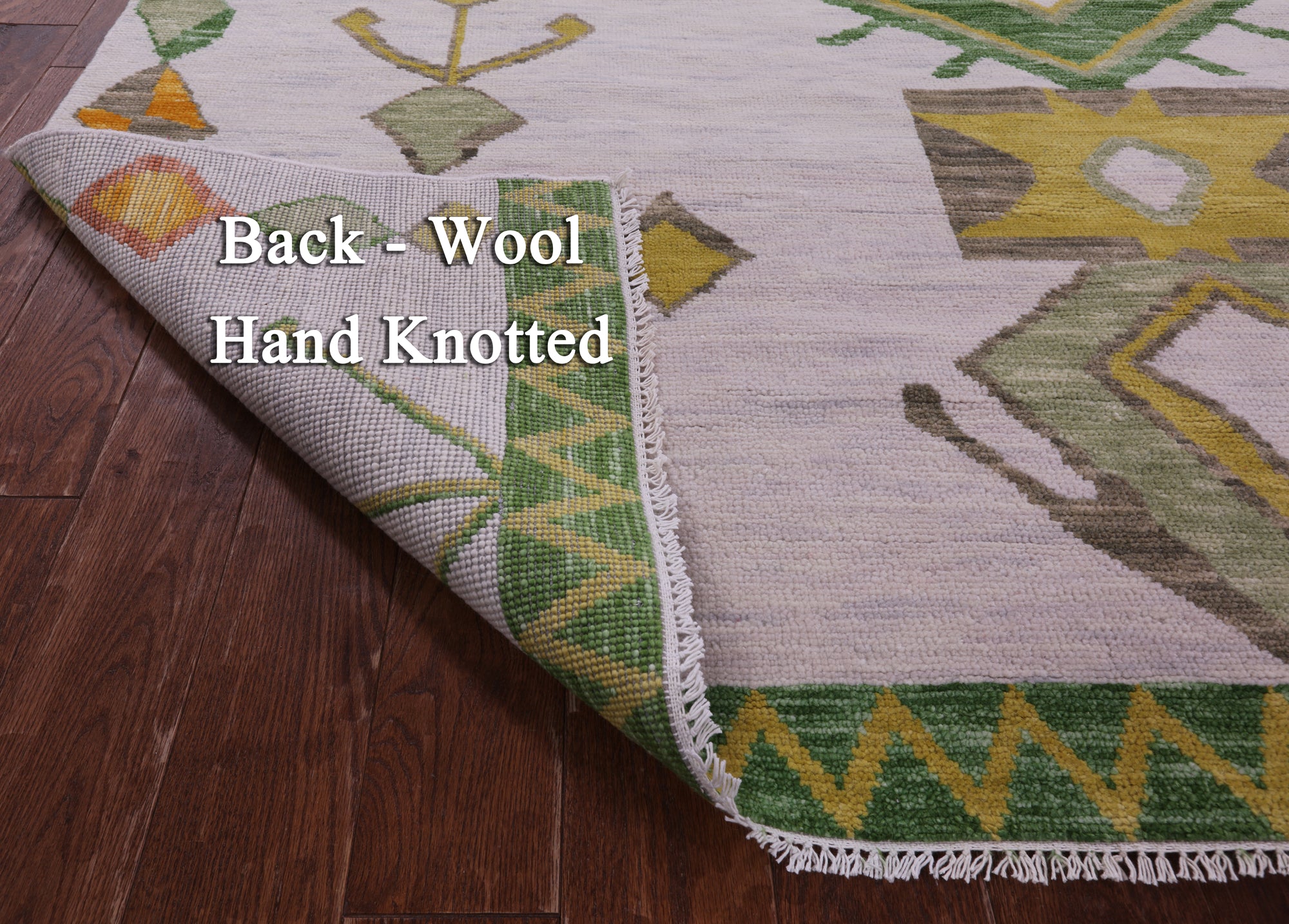 Ivory Tribal Moroccan Hand Knotted Wool Rug - 7' 11" X 10' 3" - Golden Nile