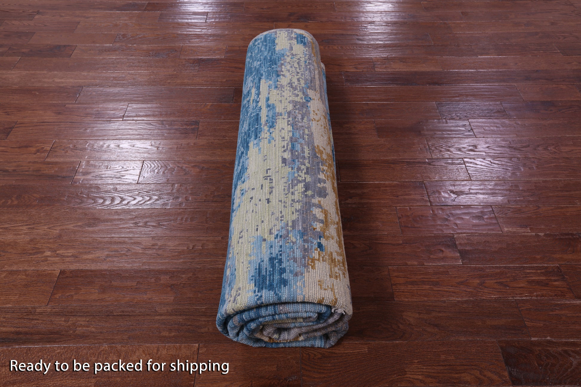 Abstract Contemporary Hand Knotted Wool Rug - 9' 2" X 11' 6" - Golden Nile