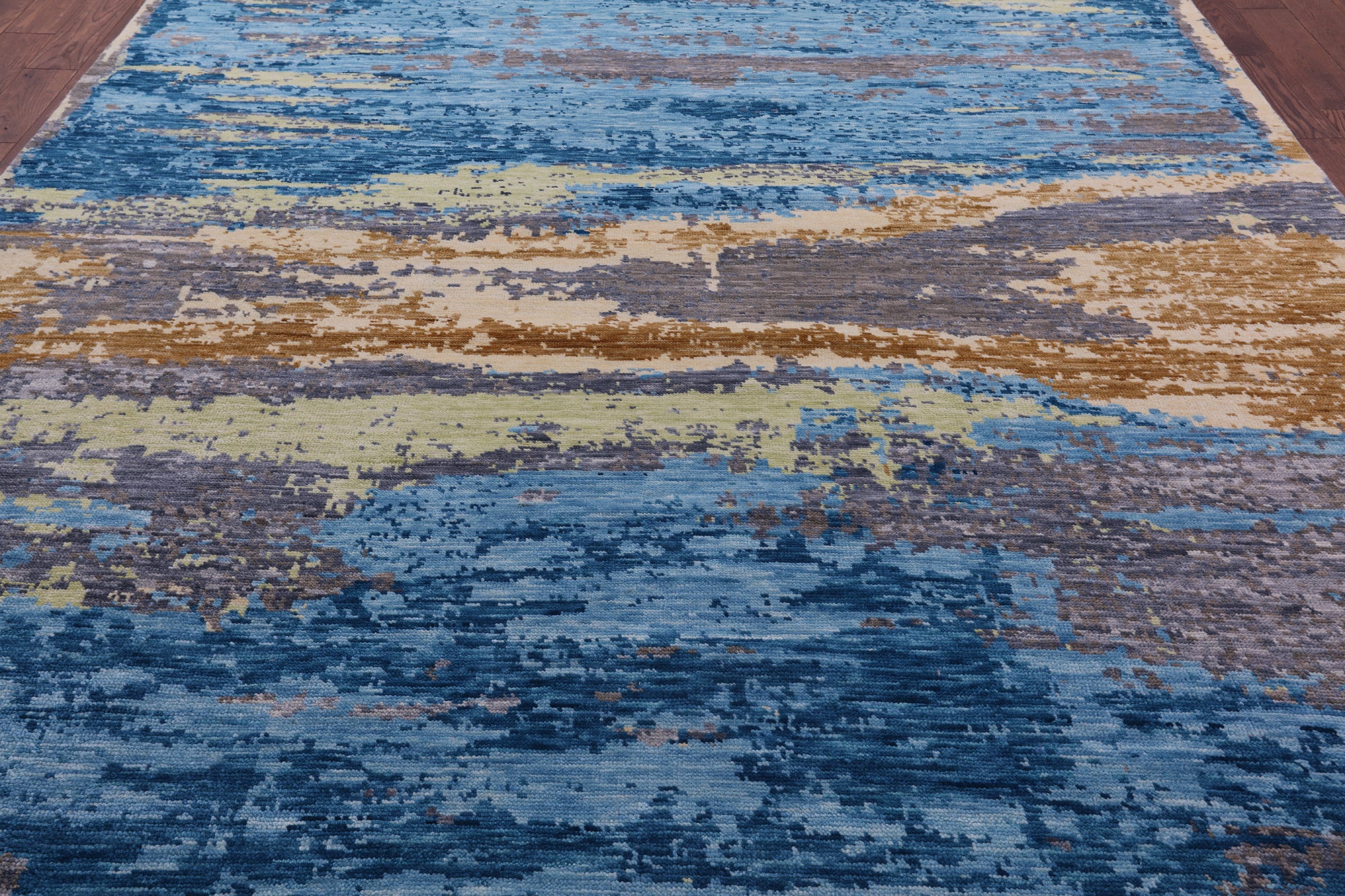 Abstract Contemporary Hand Knotted Wool Rug - 9' 2" X 11' 6" - Golden Nile
