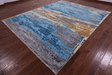 Abstract Contemporary Hand Knotted Wool Rug - 9' 2" X 11' 6" - Golden Nile