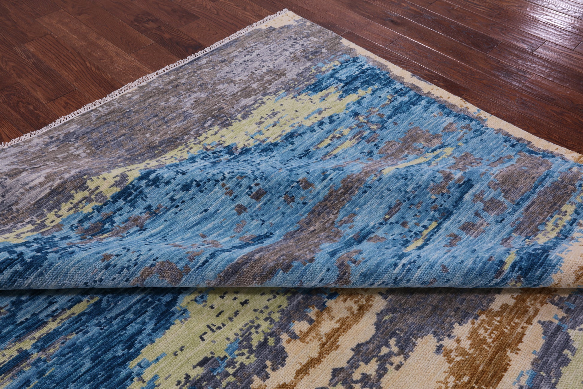 Abstract Contemporary Hand Knotted Wool Rug - 9' 2" X 11' 6" - Golden Nile