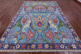 Blue Turkish Oushak Hand Knotted Wool Rug - 8' 11" X 12' 1" - Golden Nile