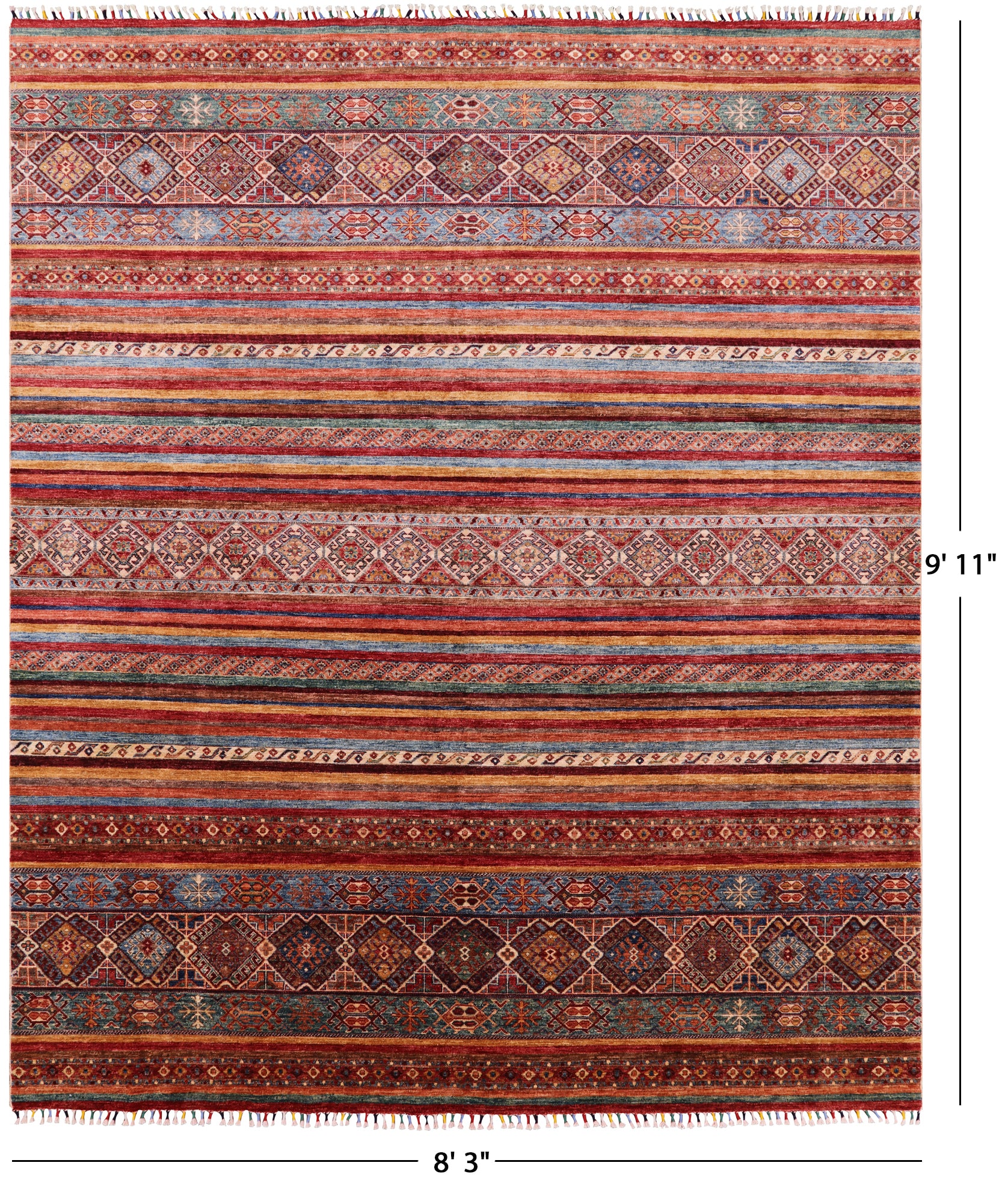 Tribal Khorjin Persian Gabbeh Handmade Wool Area Rug - 8' 3" X 9' 11" - Golden Nile