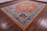 Orange Persian Heriz Serapi Hand Knotted Wool Rug - 10' 2" X 14' 0" - Golden Nile