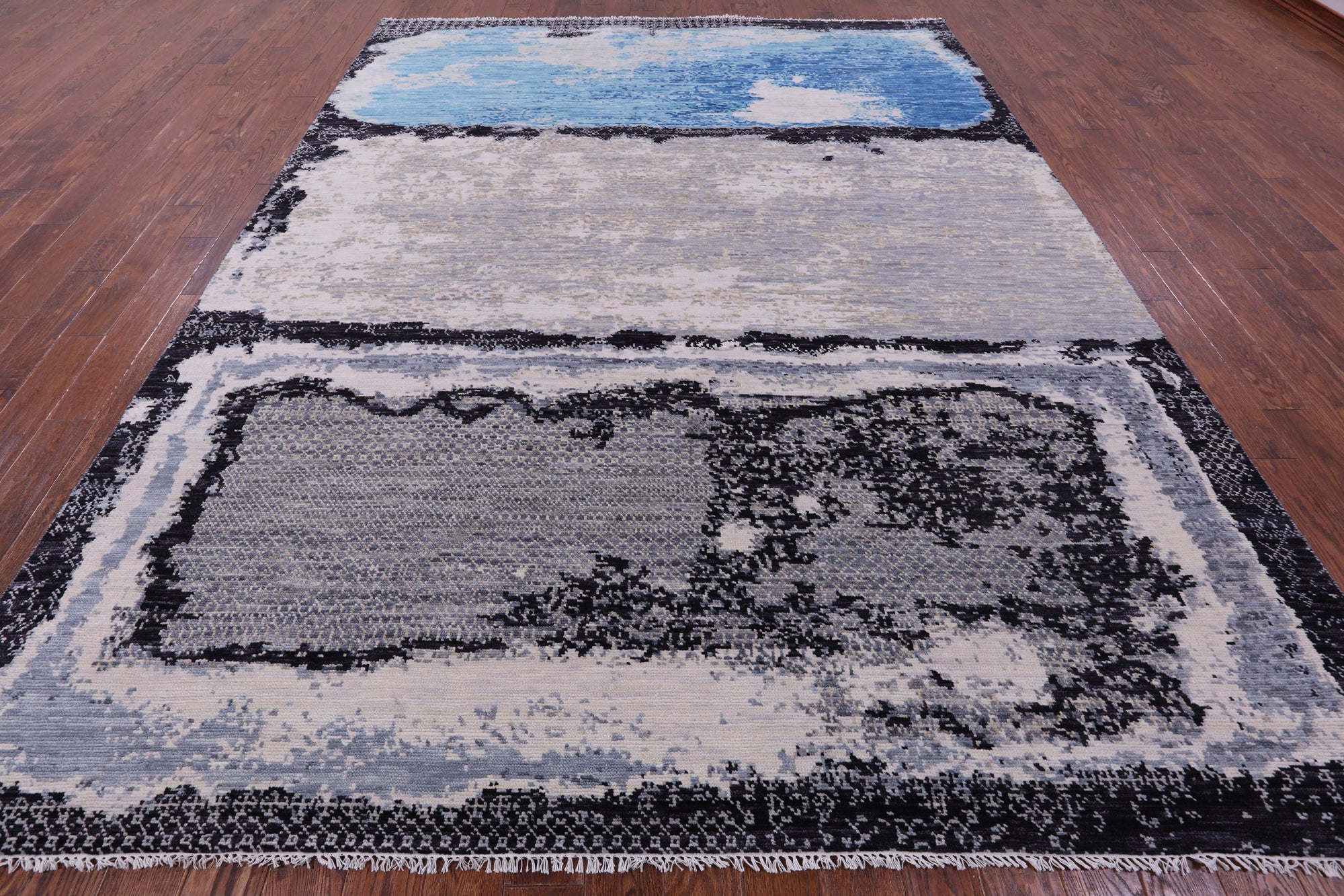 Abstract Contemporary Handmade Wool Rug - 9' 1" X 11' 11" - Golden Nile
