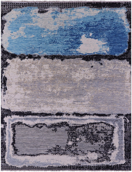 Abstract Contemporary Handmade Wool Rug - 9' 1" X 11' 11" - Golden Nile