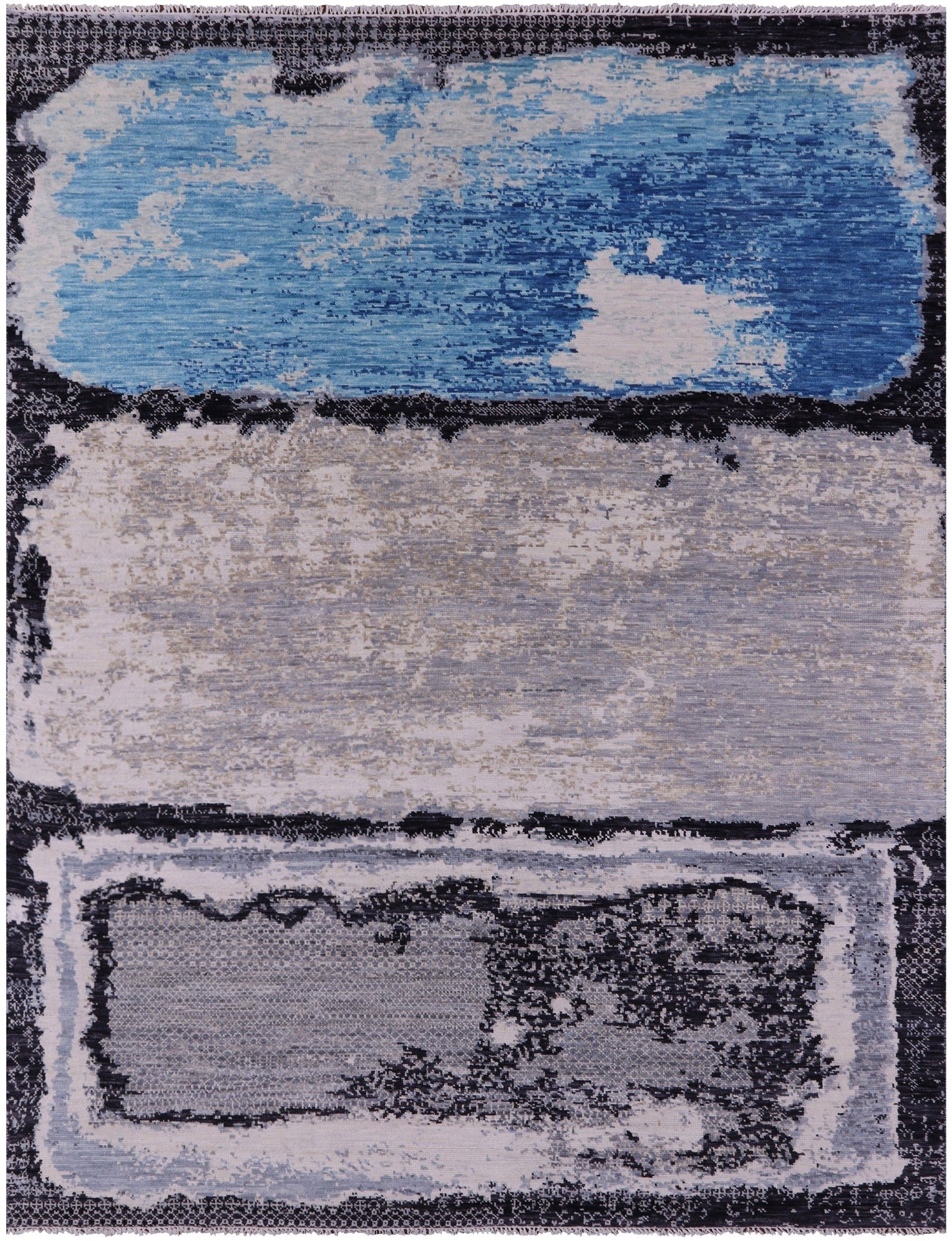 Abstract Contemporary Handmade Wool Rug - 9' 1" X 11' 11" - Golden Nile